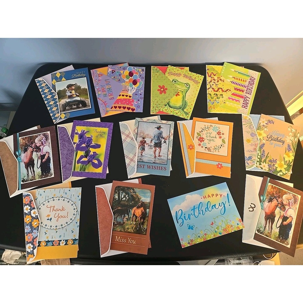 Assorted Birthday Cards & Envelopes Lot Of 13 Greeting Cardsβ New Boys Ranch